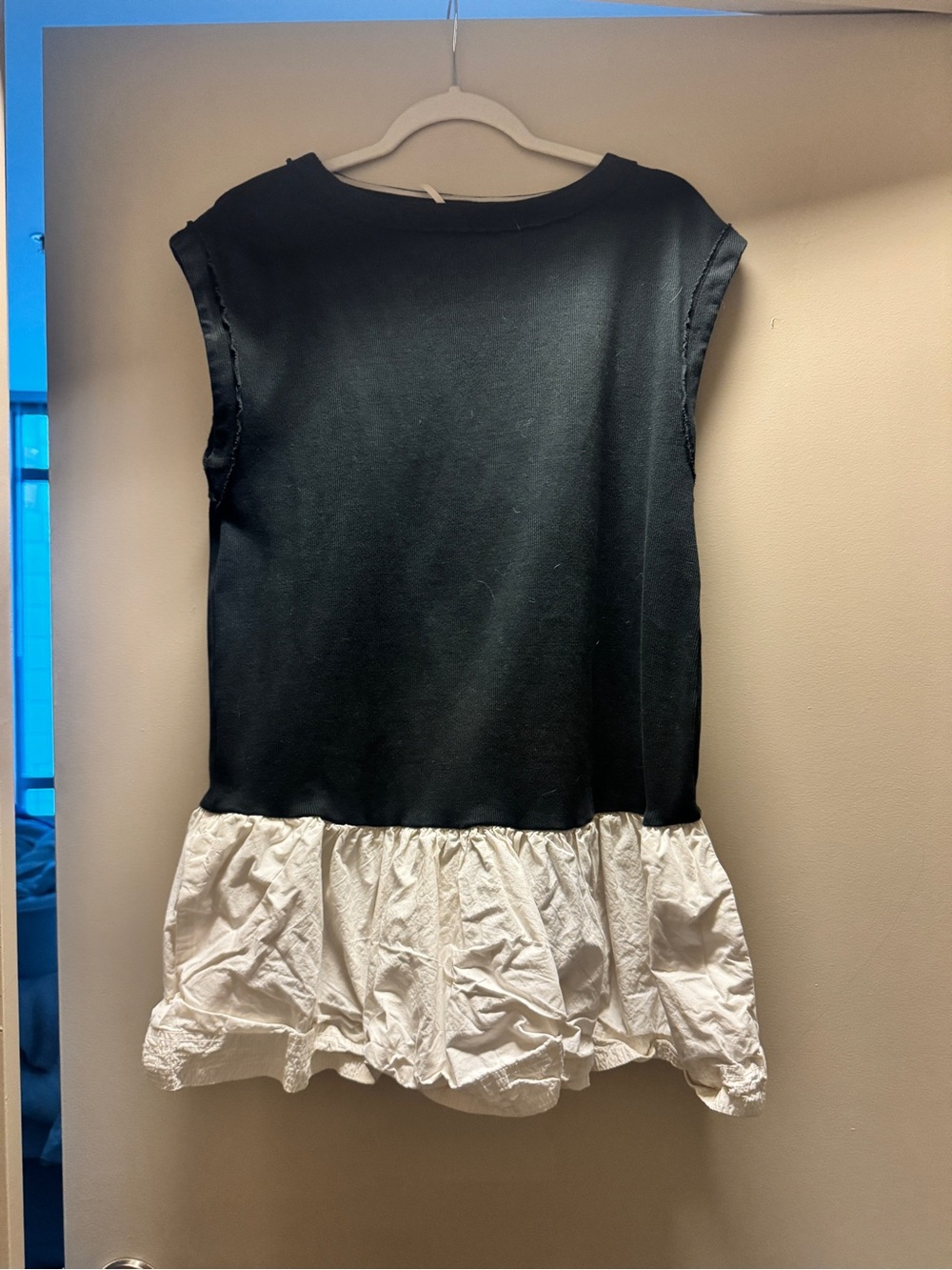 Free People Black Dress with White Ruffle Hem